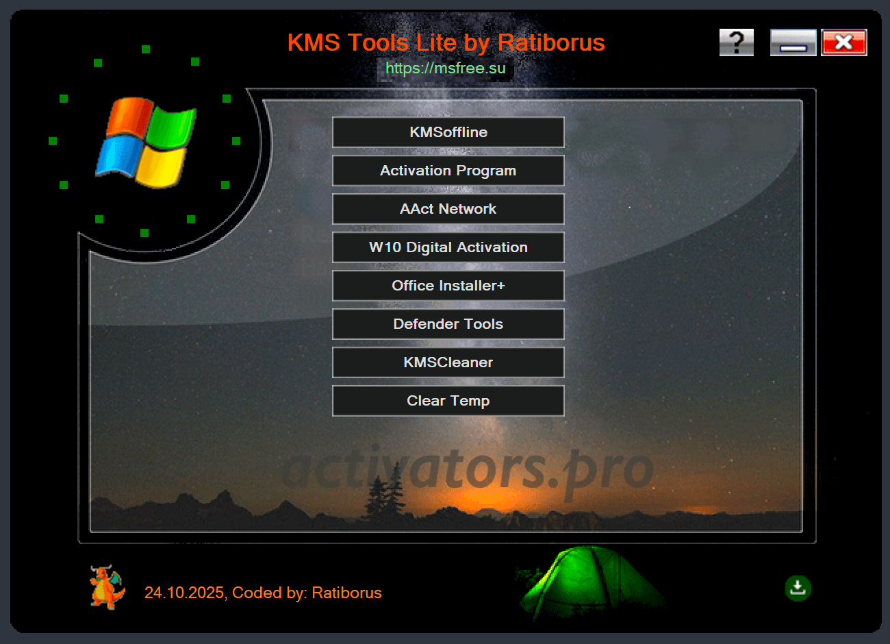 Главное окно KMSTools Lite активатора